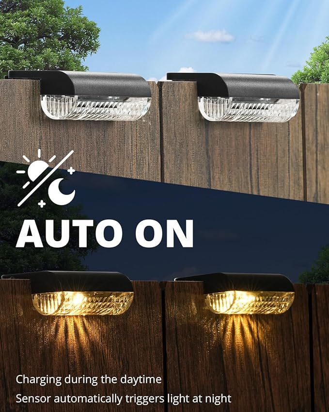 Herzila 24 Pack Solar Step Lights Outdoor Stairs, Solar Deck Lights 3000K Warm White, Auto Dusk-to-Dawn, Weatherproof, Low Profile, Solar Lights Outdoor for Fence Deck Patio Backyard Balcony