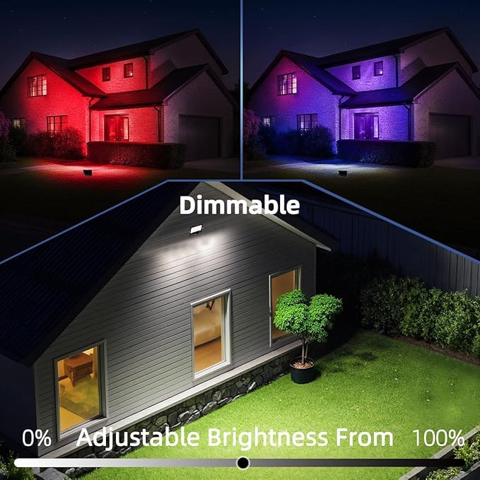 ILC LED Flood Light 80W, 8000LM, Outdoor RGB Color Changing, Smart Floodlights RGBW 2700K Warm White & 16 Million Colors, 20 Modes, Grouping, Timing, IP66 Waterproof (2 Pack)