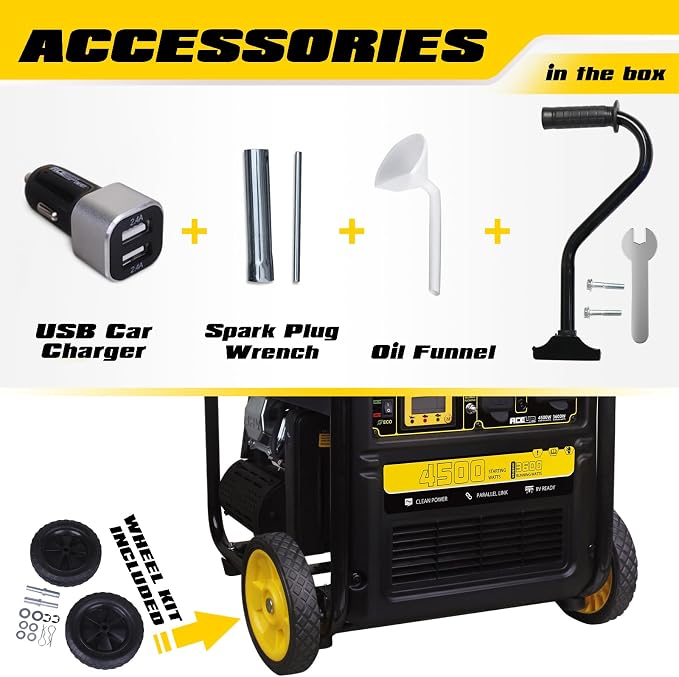 Aceup Energy 4500 Watt Gas Powered Generator, Inverter Portable Generator 223cc for Home Use RV Camping, EPA Compliant