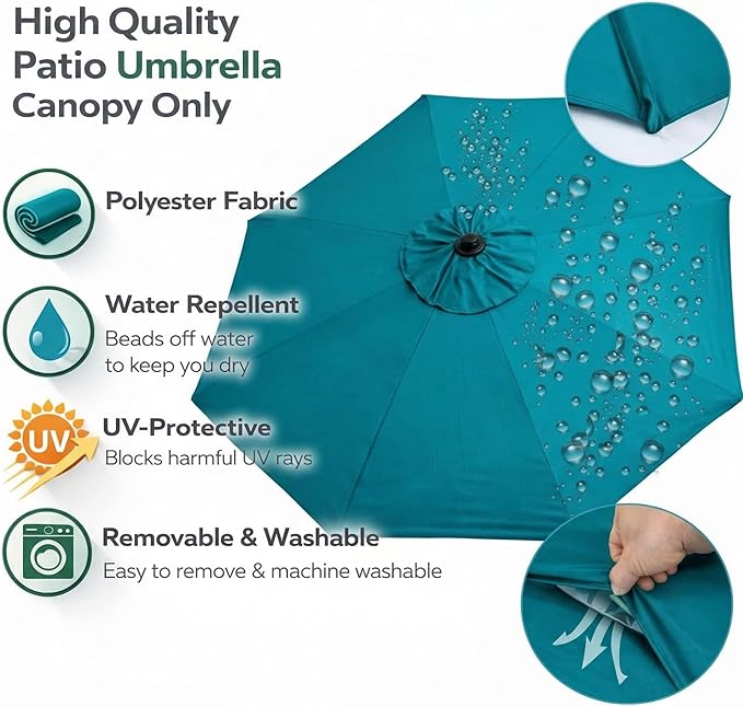 Sfmora 9ft Patio Umbrella Replacement Canopy for 8 Ribs, Outdoor Umbrella Canopy ONLY, Market Umbrella Top, Water-Resistant & UV-Protective