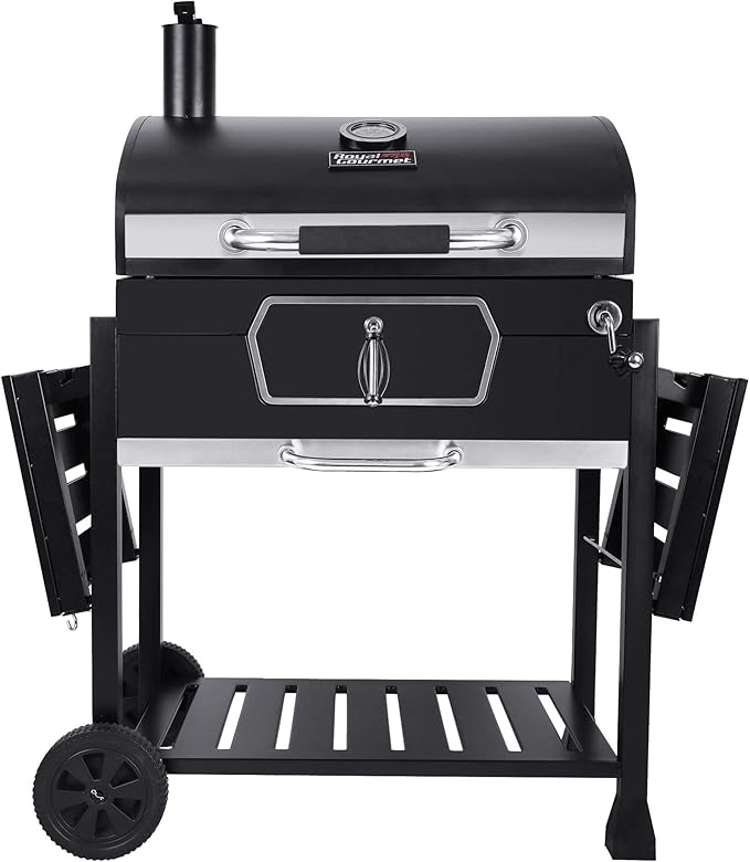 Royal Gourmet CD2030AC Deluxe 30-Inch Charcoal Grill with Cover, Large BBQ Grill with Collapsible Side Tables for Outdoor Picnic Camping Patio Backyard Cooking, Black