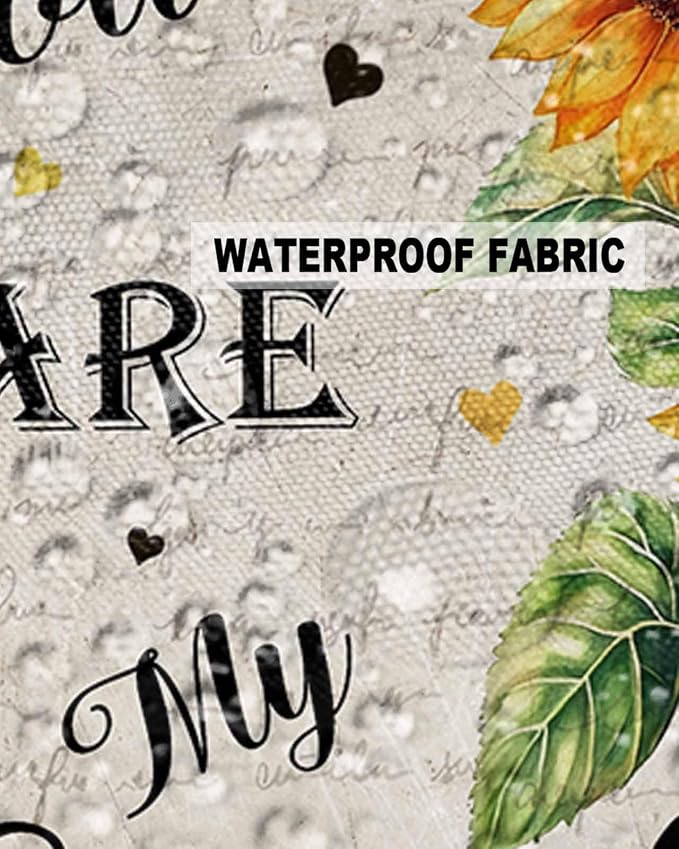Sunflower Outdoor Waterproof Throw Pillow Covers 24"x24" Set of 2, Sunflower Bee Old Newspaper Background Decorative Garden Pillowcase with Zipper Retro Farmhouse Cushion Case for Patio Couch Tent