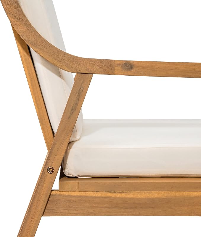Patio Chairs Heavy Duty 400lbs Capacity Set of 2 w/Cushion, Acacia Outdoor Furniture, Teak Finish,for Garden, Patio, and Poolside