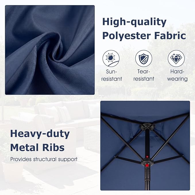 Tangkula 5 FT Patio Umbrella, Outdoor Table Market Umbrella with Quick-Release Button, 4 Sturdy Ribs, Fade Resistant & Waterproof Canopy, Sun-protective, for Garden, Poolside, Backyard (Navy)