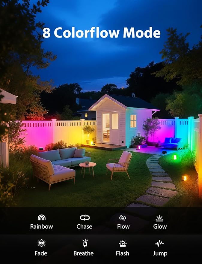 Onforu RGBW Flood Lights Outdoor with Remote, Color Changing LED Landscape Lights, IP65 Waterproof Uplights for Events, Uplighting for Halloween Christmas Garden Yard Party, Wired 4 Pack