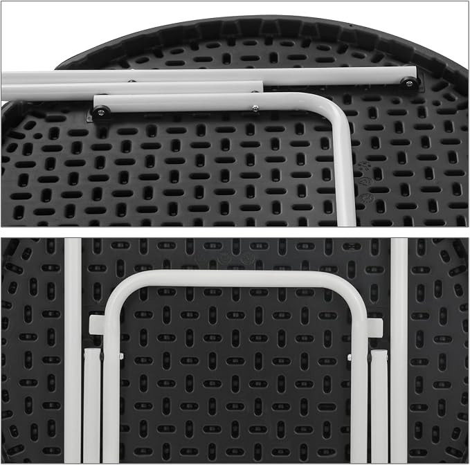 Magshion 31" Round Folding Table Balck Foldable Plastic Card Outdoor Utility Tables for Picnic Party Dining