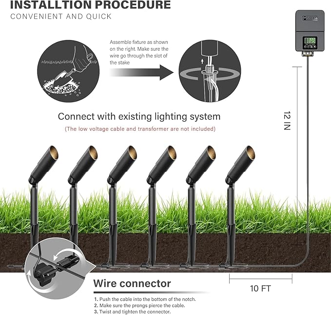 VENUS MANUFACTURING 16 Pack Low Voltage LED Spotlight 12V Outdoor Spot Lights Landscape Lighting 3 Watt 3000K Warm White Light Weatherproof Spot Light for Garden Trees with Spike & Connector