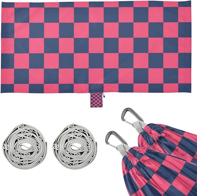 Purple and Blue American Plaid 330lb Capacity Hammocks with Portabl Carry Bag Swing Hammock for Outside Patio Garden hamacas para Deck