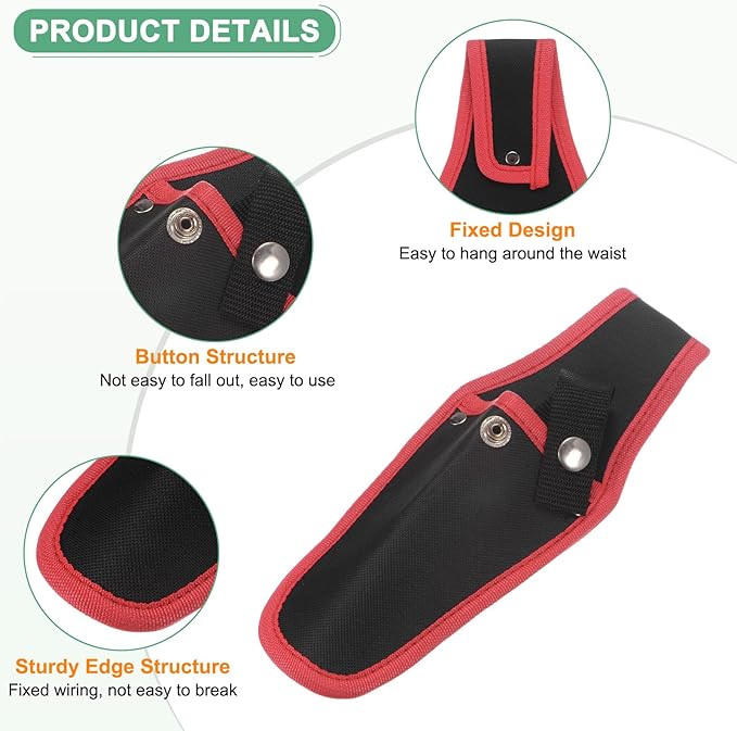 M METERXITY 2-Pack Garden Pruner Sheath, Portable Canvas Pruning Shears Sheath Plier Holder for Belt, Garden Scissors Case for Hand Pruner/Garden Shears/Clippers [Red-Black]