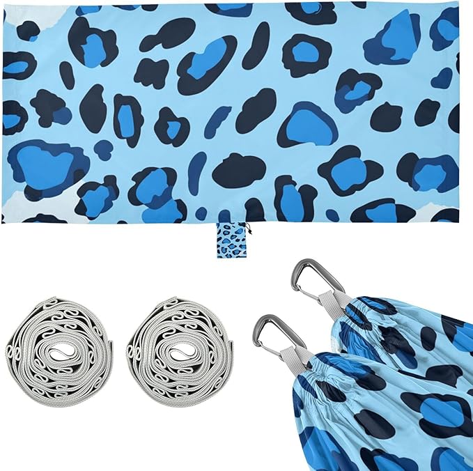 Animal Skin Leopard Blue Black 330lb Capacity Hammocks for Camping with Tree Straps Portable Hammock for Indoor Outdoor Patio capas para la Lluvia