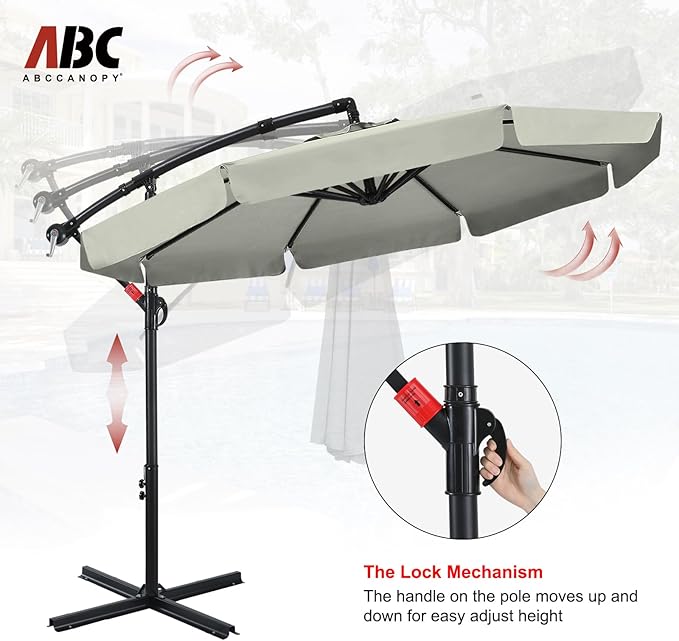 ABCCANOPY Premium Cantilever Patio Umbrellas 9FT (Light Gray)
