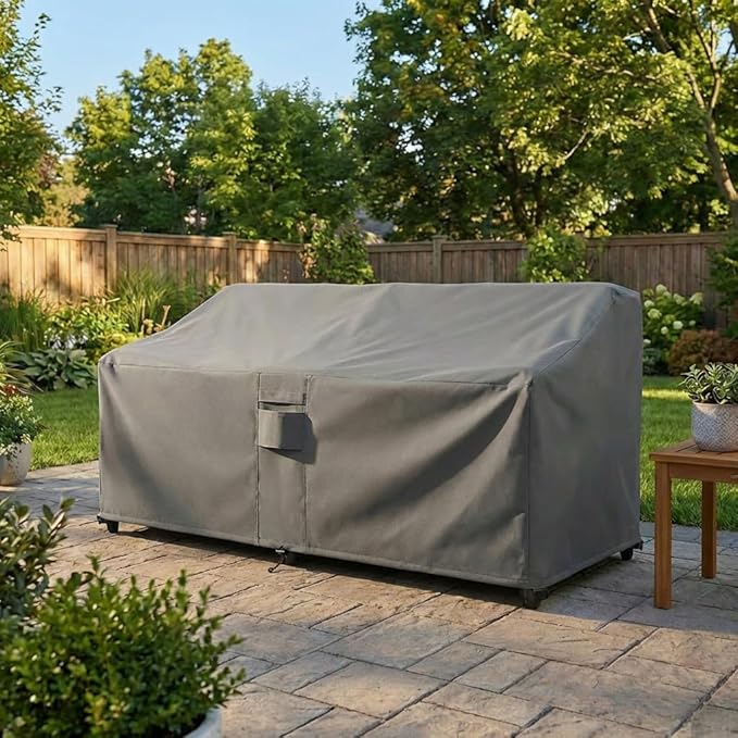 KHOMO GEAR GER-1031 Outdoor Lounge Sofa Patio Cover, 104'' x 32.5''x 33"), Titan Series (Grey)