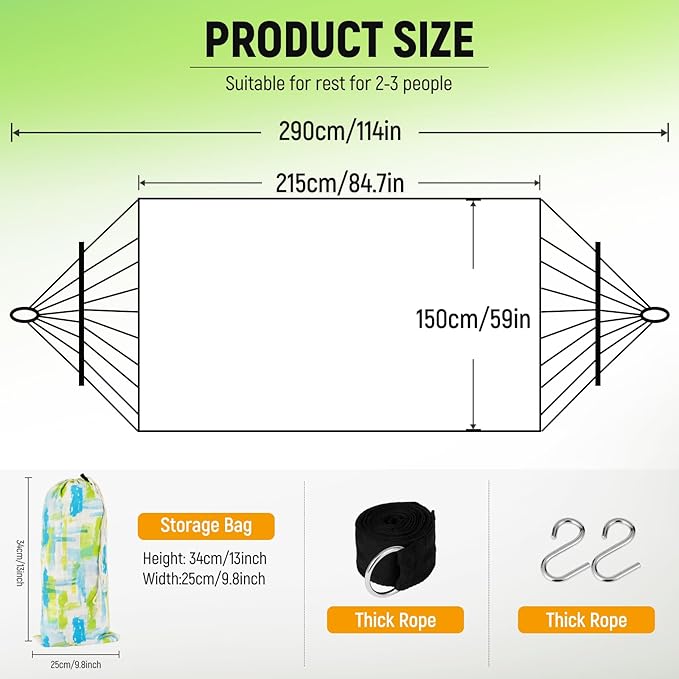 Portable Hammock, Bohemian Hammock,2person Hammock,for Suitable,Patio,Beach,Backyard,Garden,（Cyan 79 * 59
