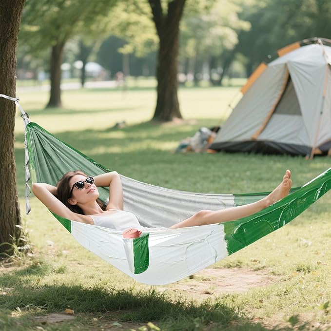 Nigeria Flag Nigerian National Green Outdoor Hammocks with Tree Straps Indoor Hammock for Outside Patio Backyard Poolside