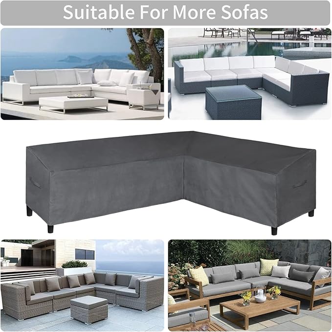 Easy-Going Patio L-Shaped Sectional Sofa Cover, 104"X83" Waterproof Outdoor Sectional Cover, Heavy Duty Garden Furniture Cover with Air Vent (Right Facing, Dark Gray)