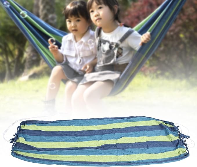 Single Double Hammock, Convenient to Use Comfortable Feeling Camping Hammock for Camping for Outdoor (Blue)
