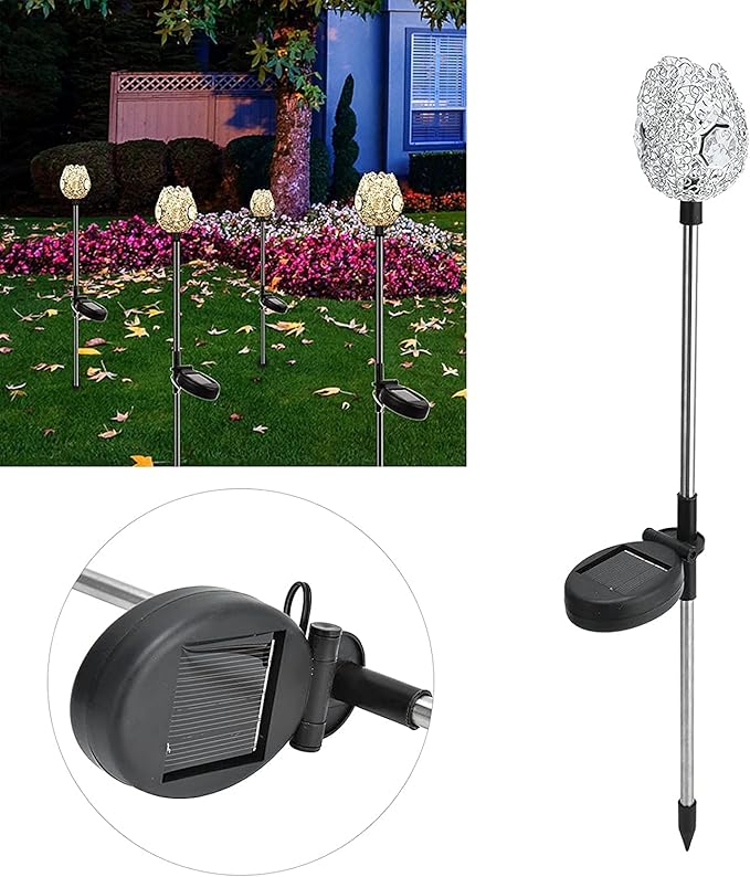 Solar Garden Lights 2PCS Solar Lawn Light Colorful Iron Retro Hollow Lamp LED Crystal Glass Lawn Light Outdoor Courtyard Patio Passage Lawn Farmhouse Decorative Landscape Lamp IP44 Waterproof,Lawn Lam
