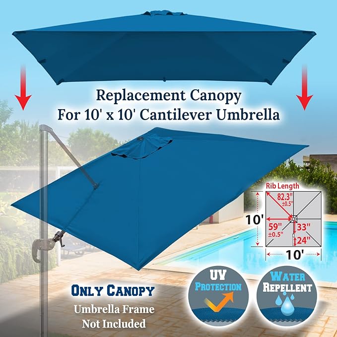 BenefitUSA Outdoor Canopy Top Cover Only Replacement Canopy for 10'x10' ROME Cantilever Patio Umbrella (Canopy Only)