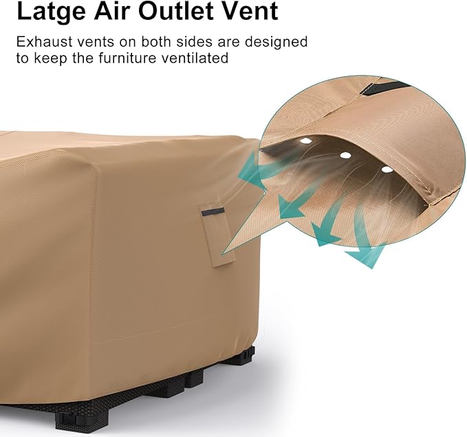 Patio Furniture Set Cover Waterproof, Heavy Duty Furniture Covers for Outdoor Sectional Sofa Set Wicker Rattan Table Chair Rectangular,90"L×62"W×28"H,Brown
