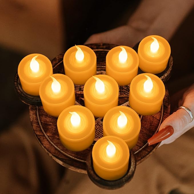 FURORA LIGHTING Ivory White LED Tealight Candles Pack of 24, Flameless Flickering Tealight Candles for Home Décor, 1.5’’(W) x 1.65’’(H), Battery Operated