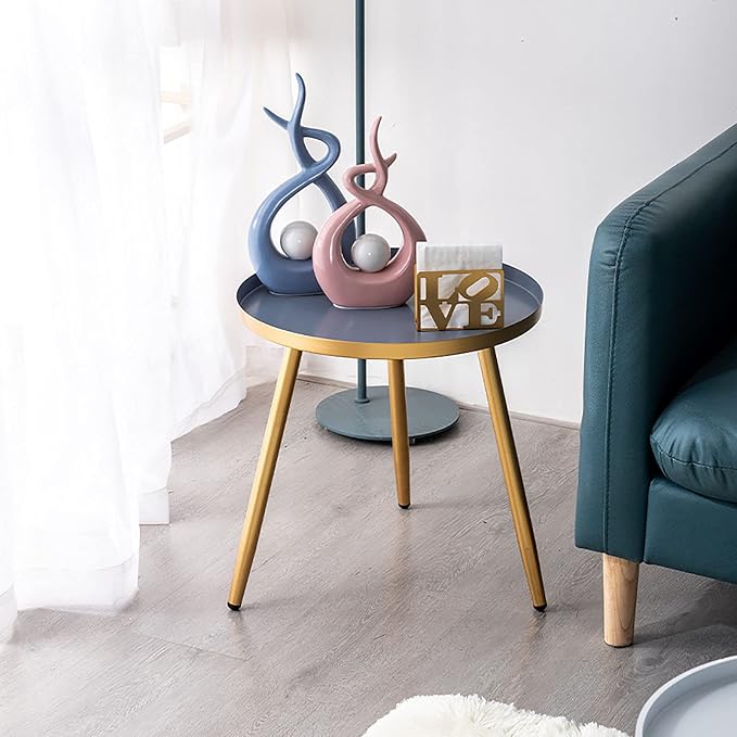 Tray Metal Round Contrasting Color Design End Table Small Side Table Outdoor & Indoor Coffee Table for Bedroom Patio