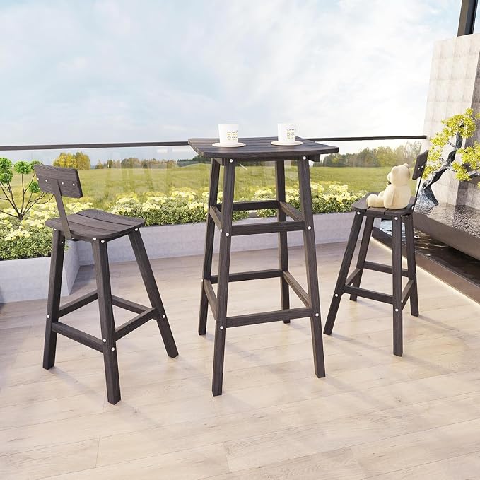 Outdoor Bar Table, HDPE Patio Bar Table, All Weather Height Patio Tables, Outdoor Bar Height Table, Tall Bistro Pub Table for Outside Deck, Porch, Backyard, Garden, Navy Blue