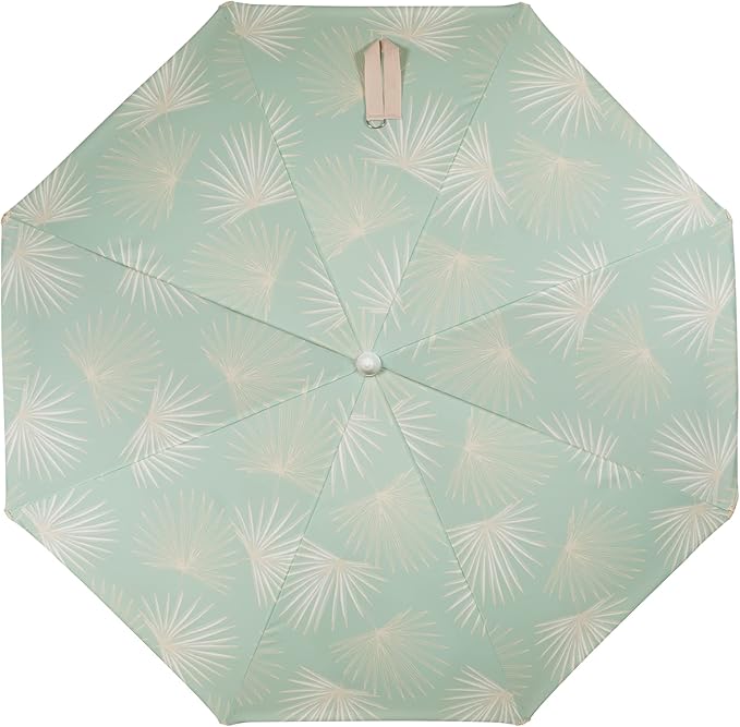 BEACH STATE Summerland 6.5ft Beach Umbrella with Fringe, UV 50+ Patio Umbrella with Titlting Pole, Holiday Tassel Umbrella with Carry Bag, (Palm Beach)