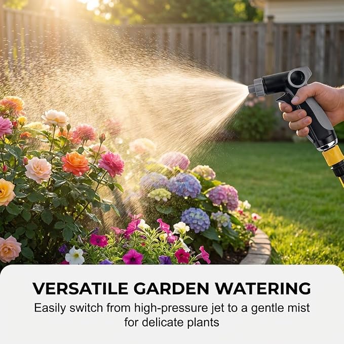 Pressure Washer Handheld Power Washer with 360° Rotating Nozzle with Foam Pot 3 Spray Modes Stainless Steel Universal Hose Fit Tool-Free Installation Car Washing Patios Outdoor Cleaning (1 Set)