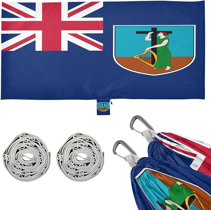 Flag of Montserrat Hammocks with Portabl Carry Bag Backyard Hammock for Indoor Outdoor Patio