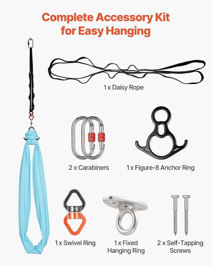 Aerial Yoga Hammock & Swing 300 lbs Capacity, 360° Swivel with Ceiling Mount Kit, Dual-Function for Home, Studio and Fitness
