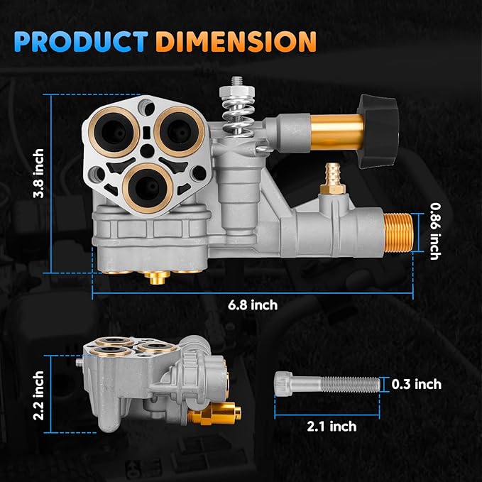 7108366 Pressure Washer Pump Head Assembly Complete Compatible with 510020 and 520006 Axial Pressure Washer Manifold