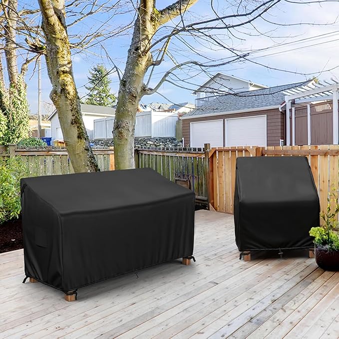 MR.COVER 3-Seater Outdoor Couch Cover Waterproof, Patio Furniture Cover for Sofa, Heavy Duty Outdoor Sofa Covers, Polyester & Double-Stitched Seams, Fits up to 76" W x 37" D x 35" H, Classic Black