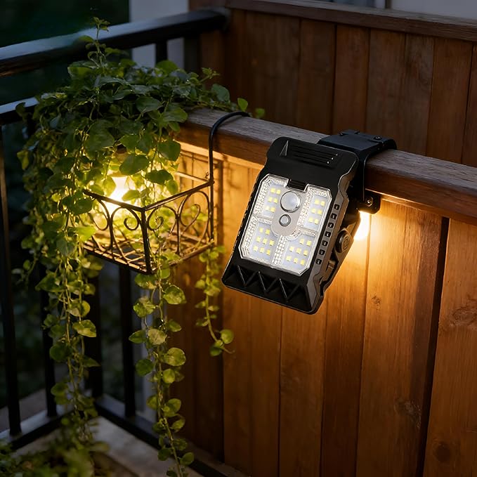 2 Pack LED Outdoor Solar Mini Clip Lights, Portable Lighting with Motion Sensor, Waterproof Solar Powered Courtyard Decorative Light,3 Modes Path Lamp.
