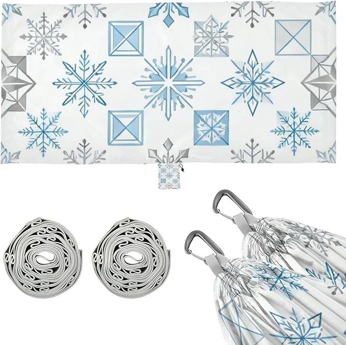 Snowflake and Gem Hammocks with Hanging Rope Tree Hammock for Outside Patio Backyard Poolside