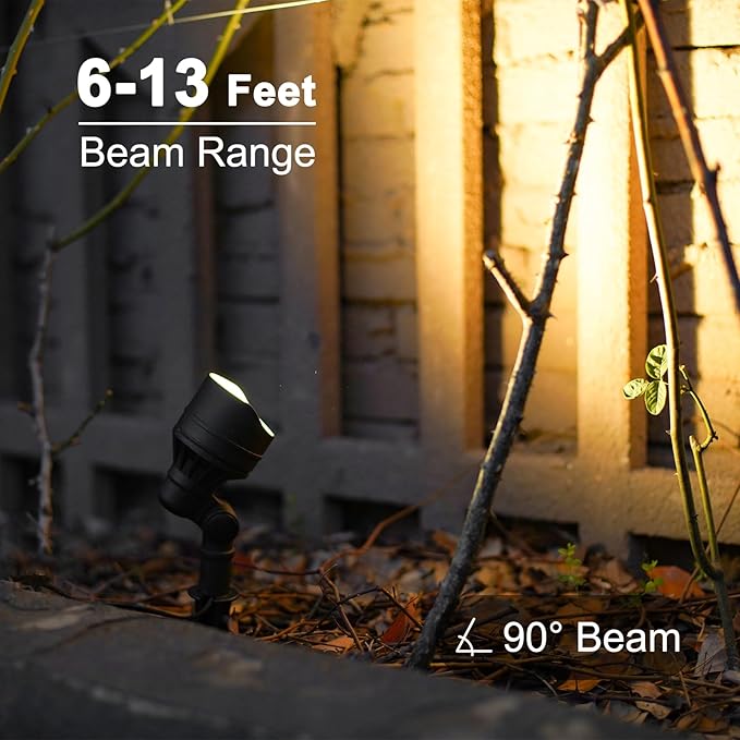GOODSMAN Landscape Lighting 8PK Low Voltage Landscape Lights Led Low Voltage Landscape Spotlights 4.5W 205 Lumen Floodlights with Cable Connectors Metal Stakes 9127-96603-08A