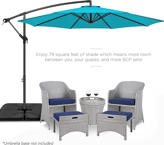 10ft Patio Umbrella Replacement Canopy 8 Ribs, Waterproof & Fade Resistant Market Umbrella Cover, Thickened Polyester Fabric for Backyard, Garden and Pool (Canopy Only) (Lake blue)