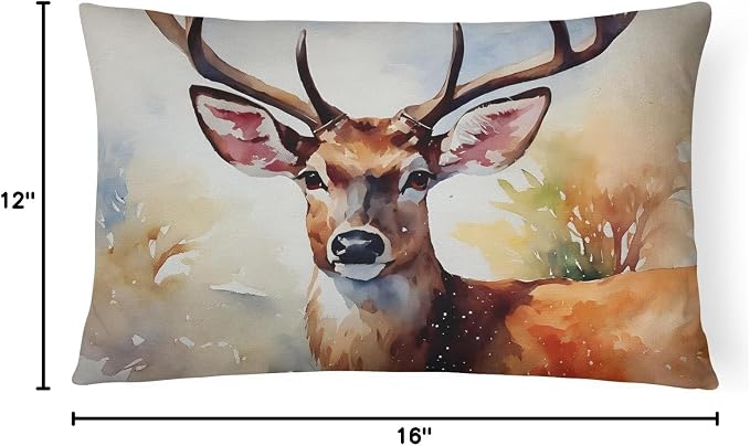 Caroline's Treasures DAC2902PW1216 Deer Throw Pillow Machine Washable, Indoor Outdoor Decorative Pillow for Couch, Bed or Patio, 12HX16W