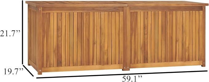 Benjara Misty Outdoor 59" Storage Box- Weather Resistant Brown Solid Teak Wood
