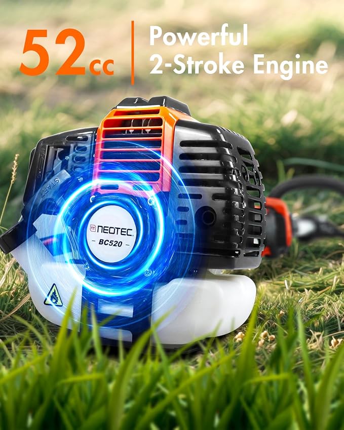 52cc Powerful Weed Eater Gas Powered Weed Wacker NEO-TEC 5 in 1 Multi Functional Trimming Tools 2-Stroke Gas String Trimmer, Hedge Trimmer, Brush Cutter, Pole Saw Chainsaw Pruner with Extension Pole