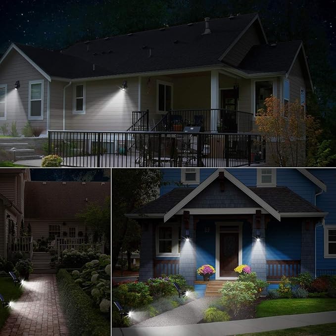 URPOWER Solar Lights Outdoor, 2-in-1 Solar Spot Lights Waterproof with 2 Lighting Modes, Adjustable Solar Powered Spotlights Auto On/Off Landscape Lights for Yard Garden Pathway, 1 Pack (Cool White)