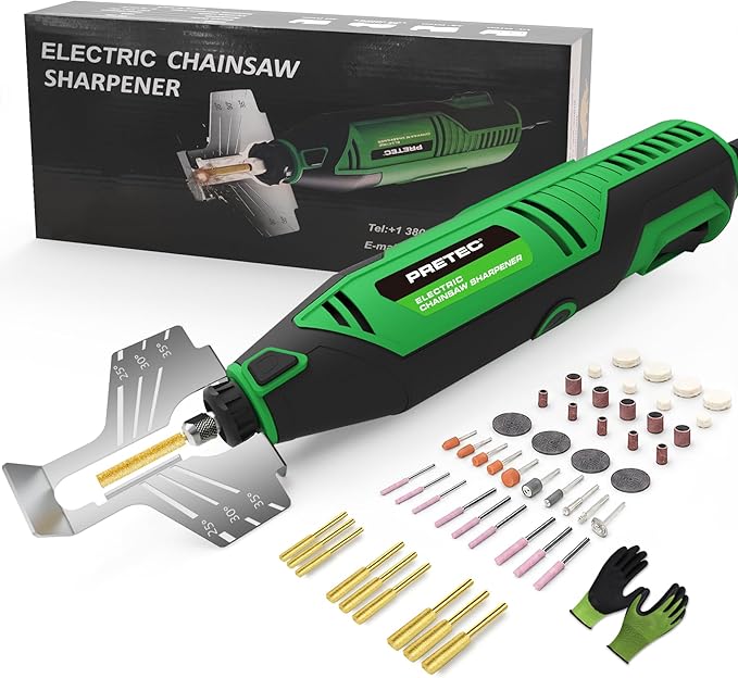 Electric Chainsaw Sharpener Kit, Multi-Purpose Rotary Tool Kit - Chain Saw Sharpener Tool with 54PCS Accessories Angle Attachment Sharpening Wheel Bits for All Chainsaw Chains & DIY Crafts