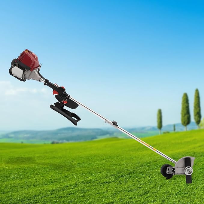 Weed Wacker, 35.88cc 4 Stroke Gasoline Engine Lawn Edge Grass Trimmer 2 Blade Cordless Gas Weed Eater Trimmer Brush Cutter 8500RPM for Agriculture, Gardens Family Lawn Mowing