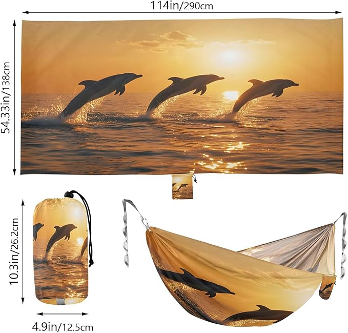 Hammocks for Outside Dolphin Camping Hammock Portable Hammocks with Tree Straps and Carry Bag Camping Accessories for Hiking Beach Outdoor