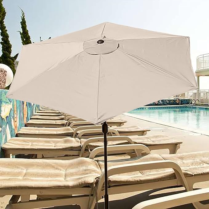 IUIBMI 10Ft Patio Umbrella Replacement Canopy 6 Ribs, Outdoor Umbrella Canopy with 6 Ribs Table Market Yard Umbrella Replacement Top Cover for Backyard Garden Beach (Canopy Only)