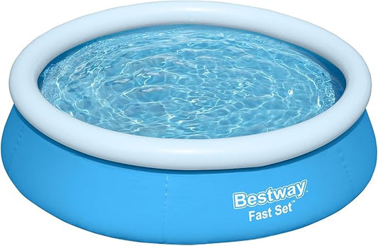 Bestway Fast Set Inflatable Above Ground Pool | 6' x 20" Round | Puncture-Resistant Tritech Material | 248 Gal Capacity | Easy Setup & Storage | Inflatable Top Ring Swimming Pool for Kids