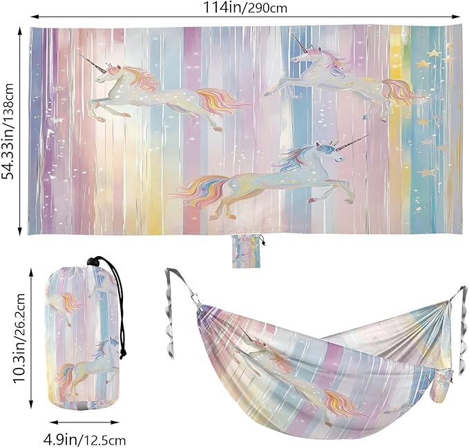 Hammocks for Outside Rainbow Stripes Camping Hammock Portable Hammocks with Tree Straps and Carry Bag Camping Accessories for Hiking Beach Outdoor