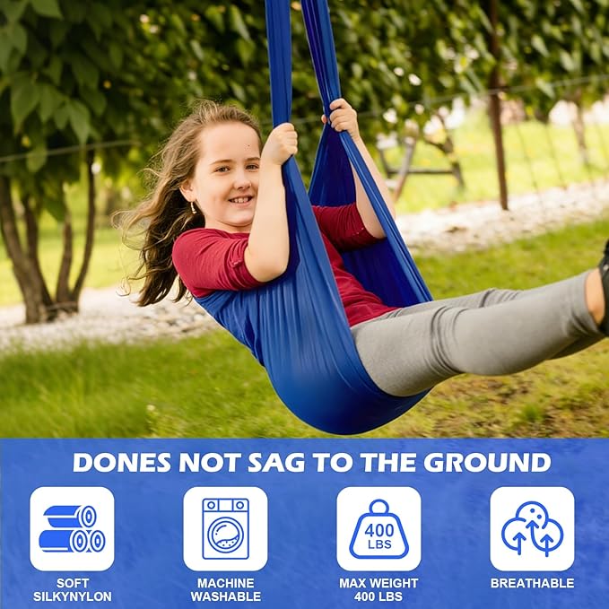 Sensory Swing for Kids, Indoor Therapy Swing with 360° Swivel Hanger & Adjustable Straps, Double Layer Cuddle Swing for Children with Autism, Supports up to 400lbs