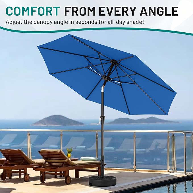 AreShark 9ft 2 Tiers Patio Umbrella - Outdoor Umbrella Waterproof UV Protection, Market Table Umbrella w/Push Button Tilt&Crank for Pool, Porch, Garden(Royal Blue)