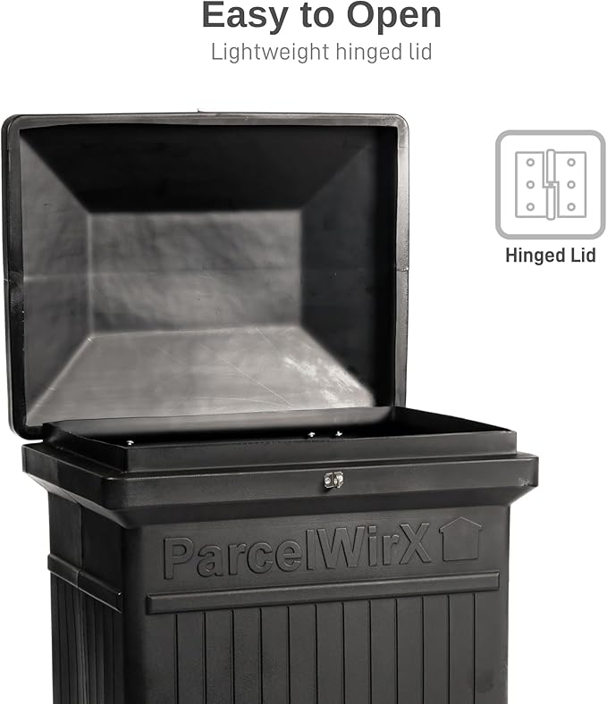 RTS Home Accents ParcelWirx Premium Vertical Storage Cabinet/Lockable Package Delivery Box with Hinged Lid, Black