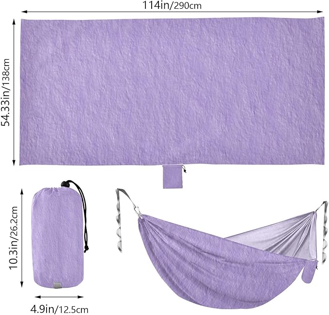 Purple Solid Color 330lb Capacity Outdoor Hammocks with Hanging Rope Cloth Hammock for Outside Patio Garden accesorios para campamento
